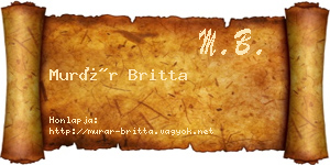 Murár Britta névjegykártya